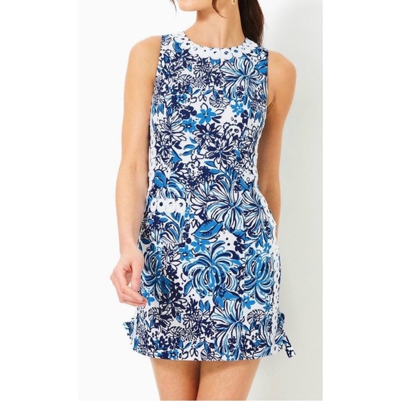 NWT Lilly Pulitzer Mila Stretch Mini Dress Low Tide Navy Pandarama Size 00 - Picture 1 of 13